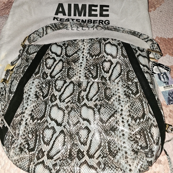 NWT Aimee Kestenberg "Night is Young" Hobo bag - Grey snakeskin DISCONTINUED - Picture 1 of 14